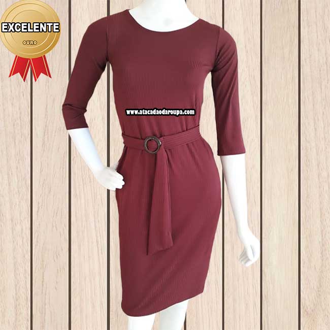 Vestido Malha Canelada Moda Evangélica