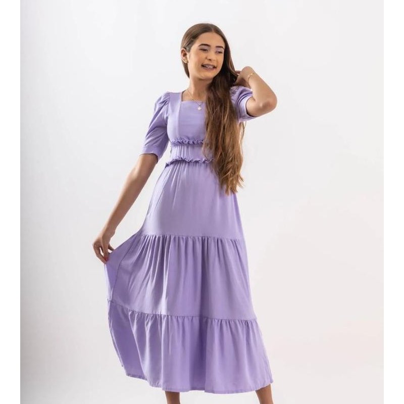 Vestido Midi Babado Maria