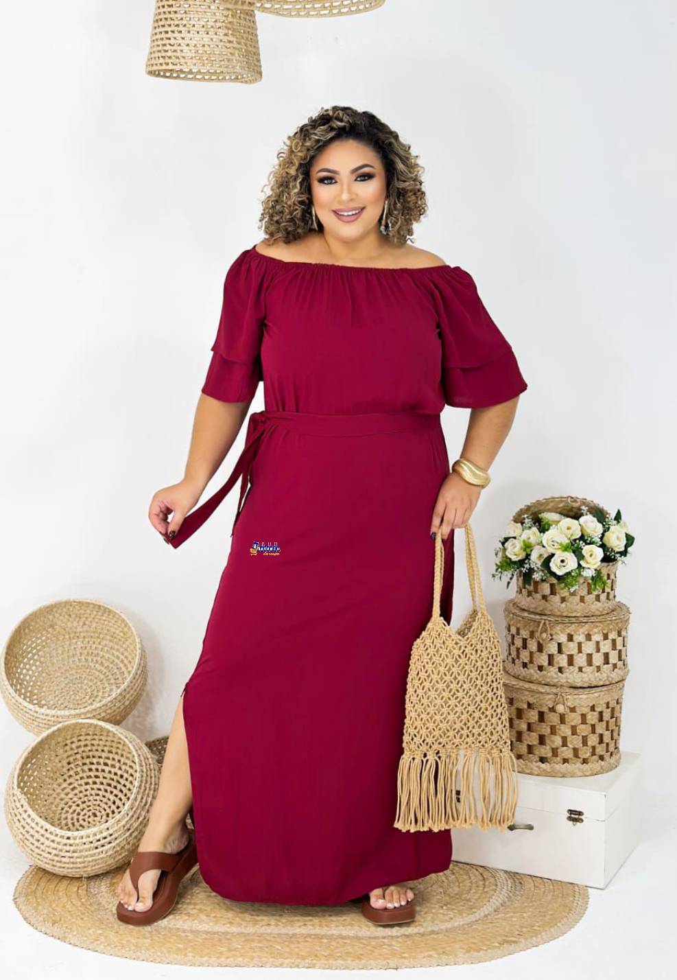 Vestido Longo Feminino Liso Plus Size