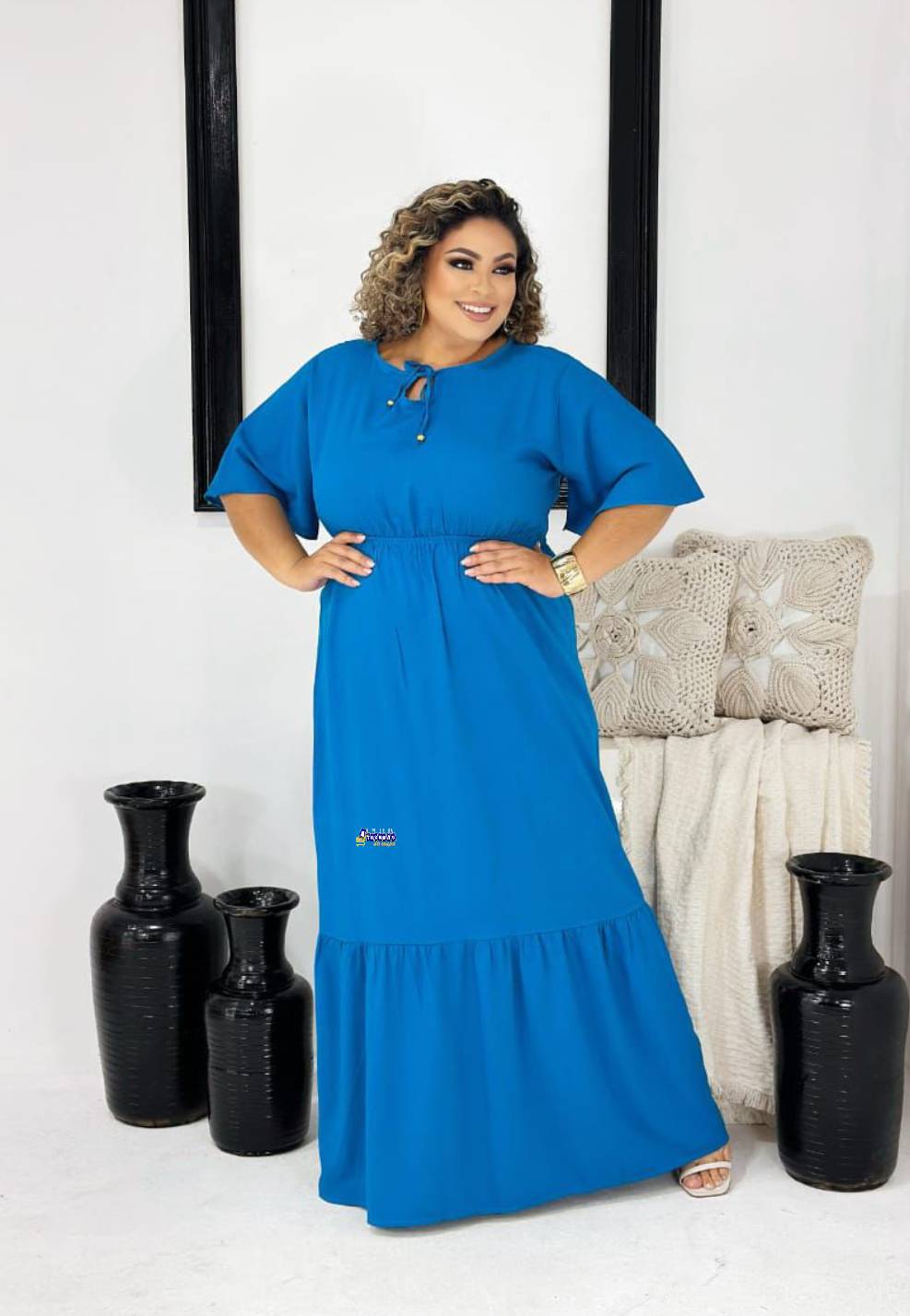 Vestido Longo Feminino Liso Plus Size