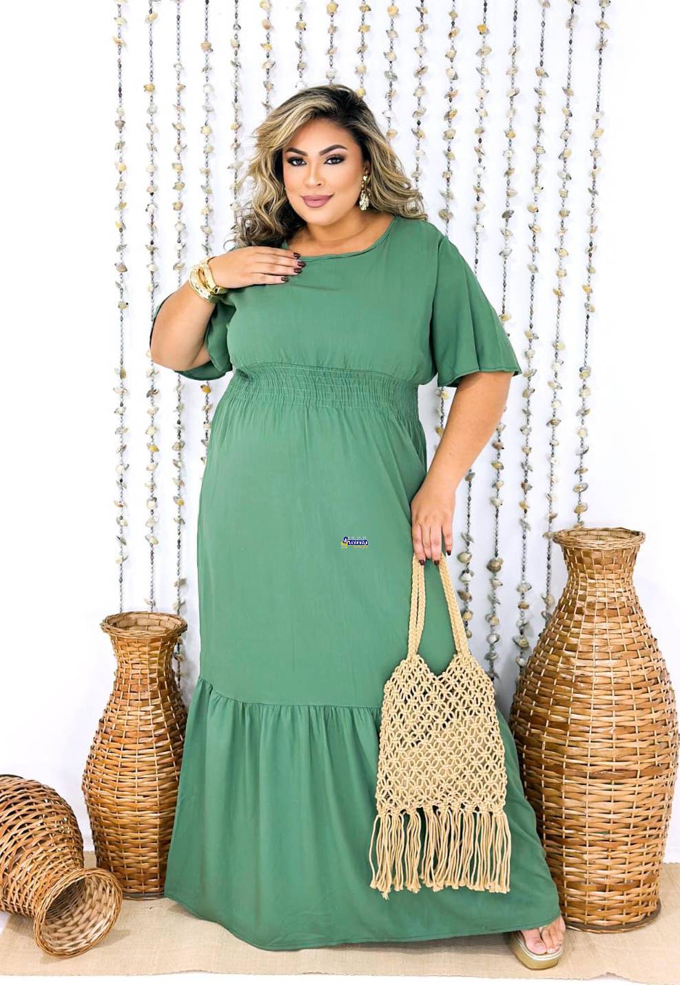 Vestido Longo Feminino Liso Plus Size