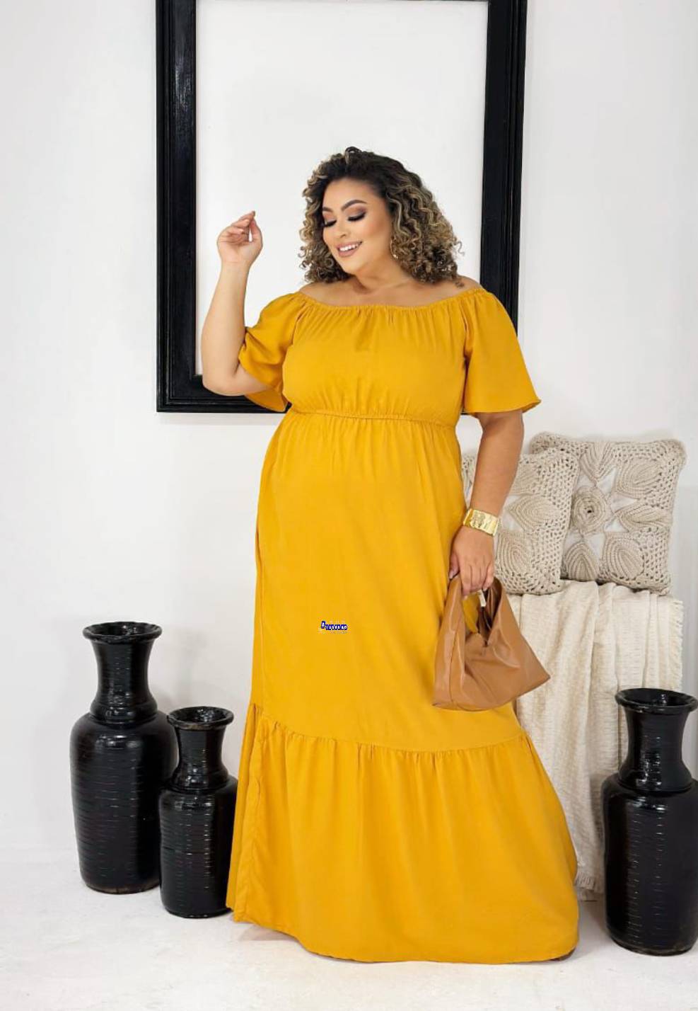 Vestido Longo Feminino Liso Plus Size