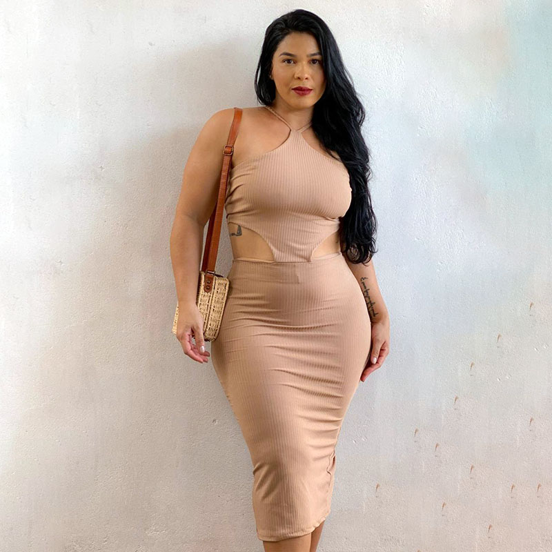 Vestido Midi Malha Canelada