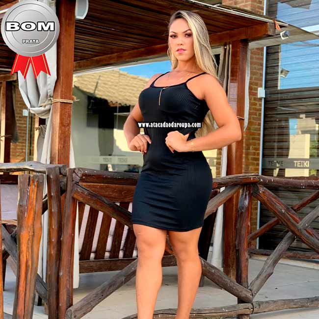 Vestido Liso Malha Canelada Alcinha
