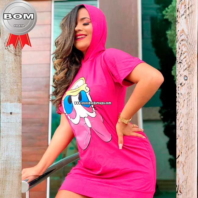 Vestido Blusão Capuz Fio Torcido Lisos G