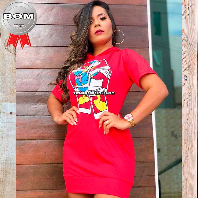 Vestido Blusão Capuz Fio Torcido Lisos G