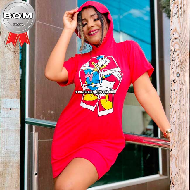 Vestido Blusão Capuz Fio Torcido Lisos G