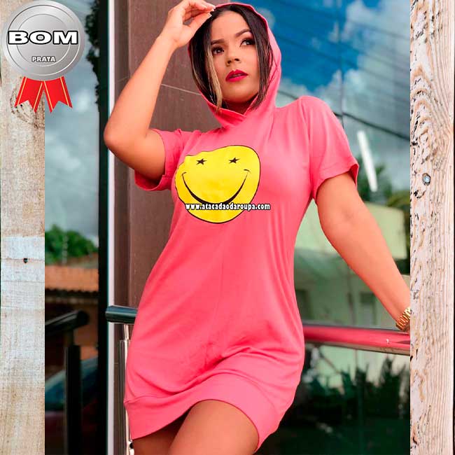 Vestido Blusão Capuz Fio Torcido Lisos G