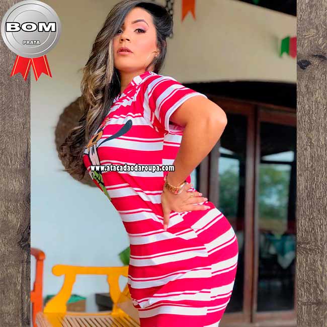 Vestido Blusão Listrado Capuz Suplex G