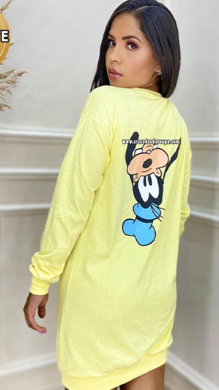 Vestido Camisetão Manga Longa Personagem