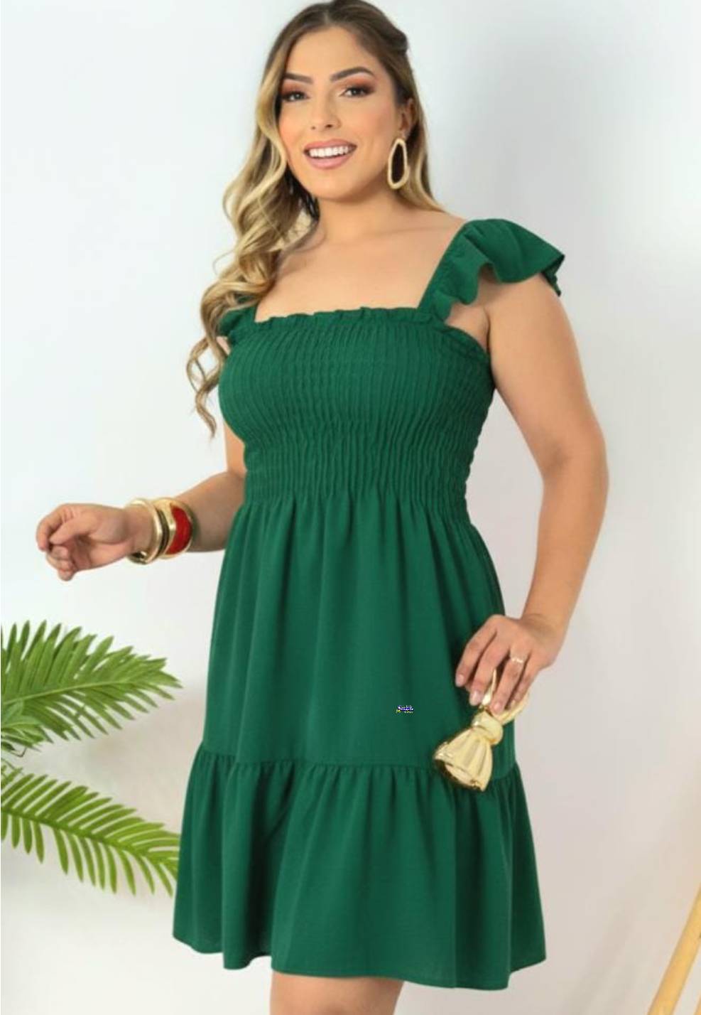 Vestido Curto Lastex Babado