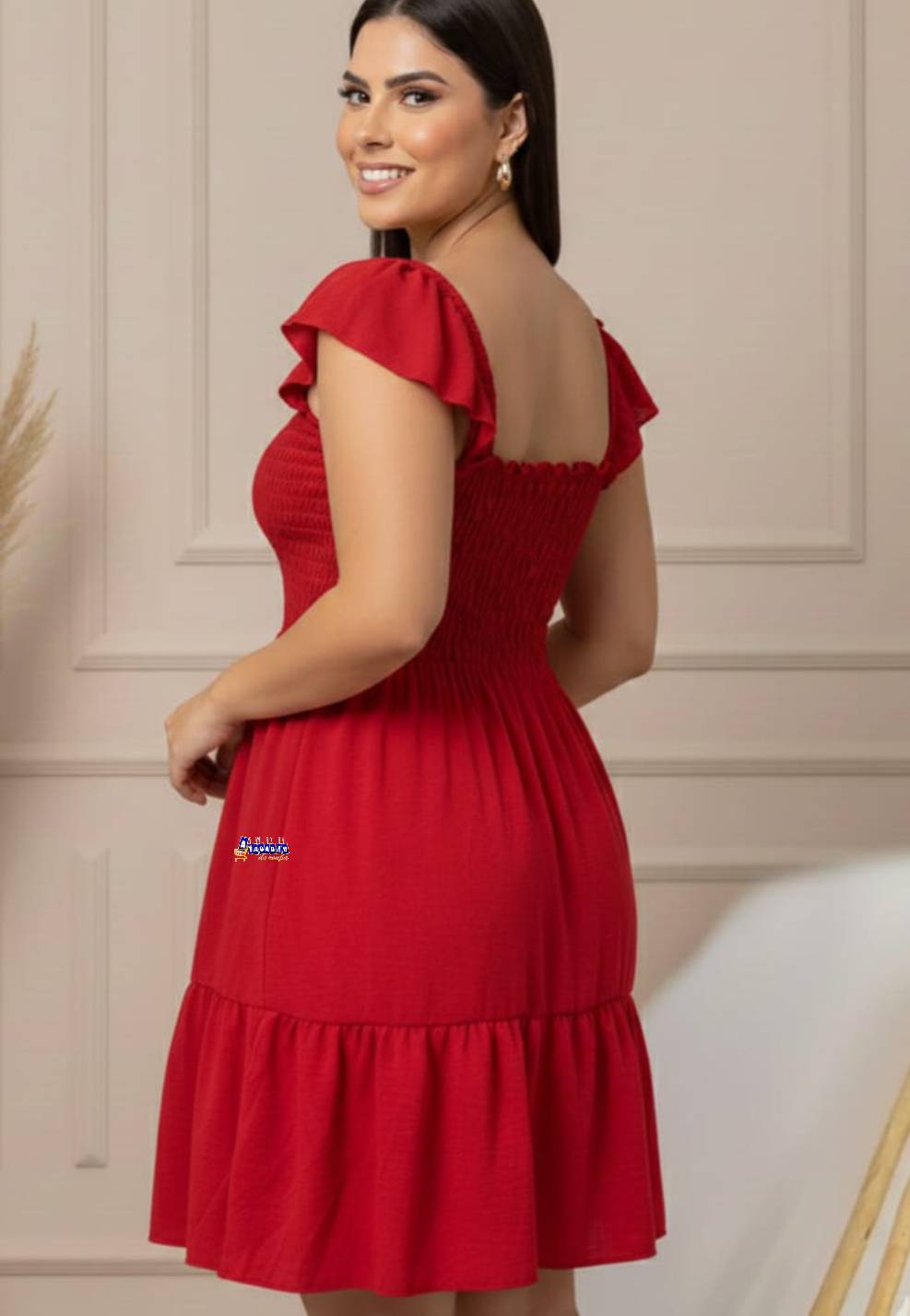 Vestido Curto Lastex Babado