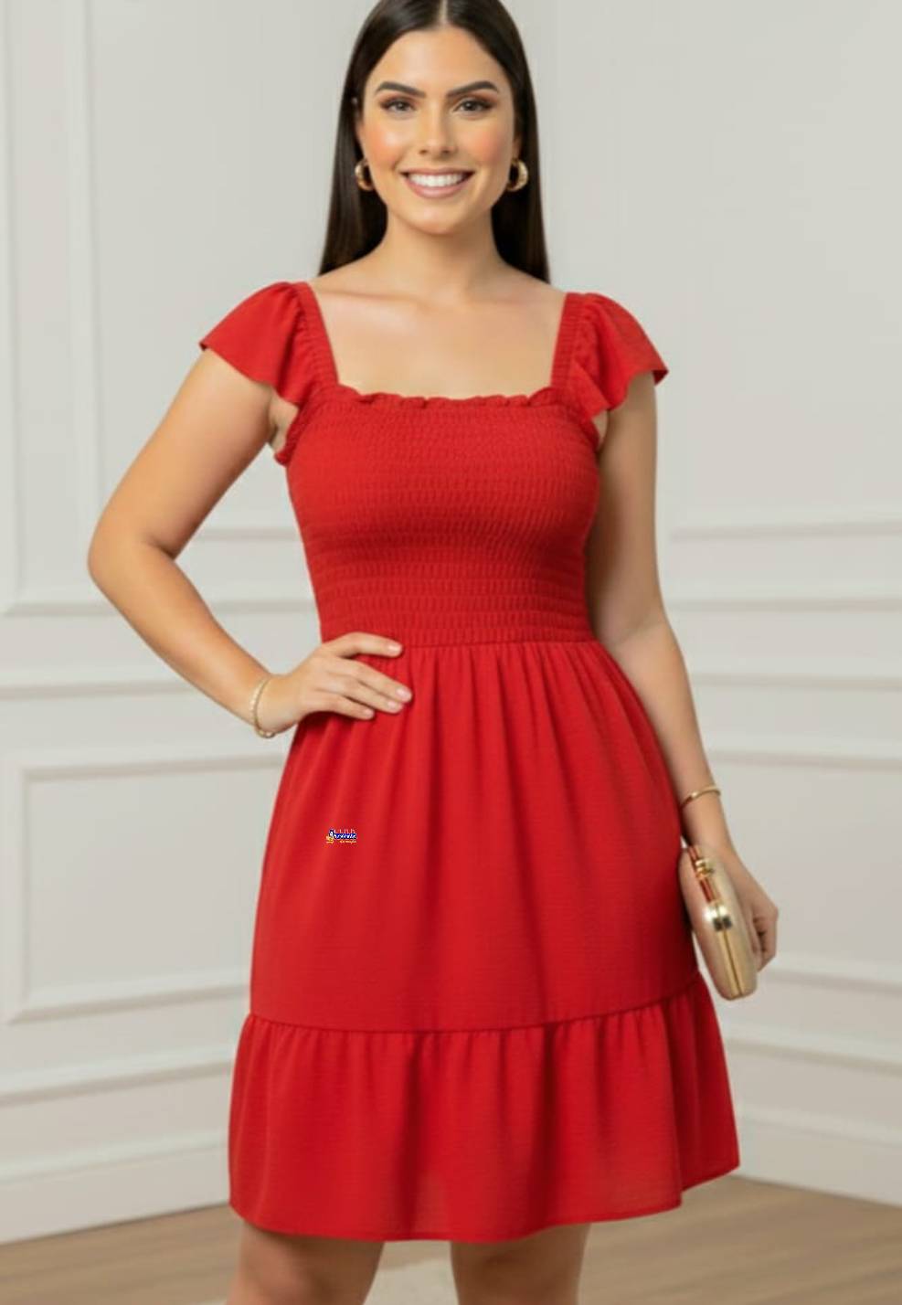 Vestido Curto Lastex Babado Vestido Curto Lastex Babado