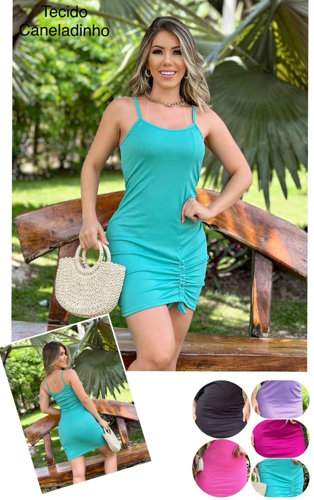 Vestido Feminino Caneladinho Alca Gringa