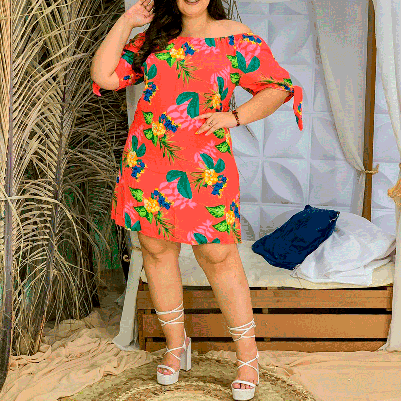 Vestido Feminino Viscose Laço Na Manga