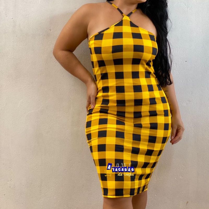Vestido Feminino Xadrez Canelado Varios Modelos