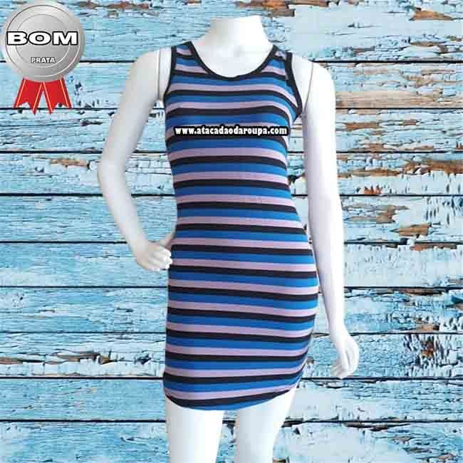 Vestido Fio Torcido Listrado e Liso M
