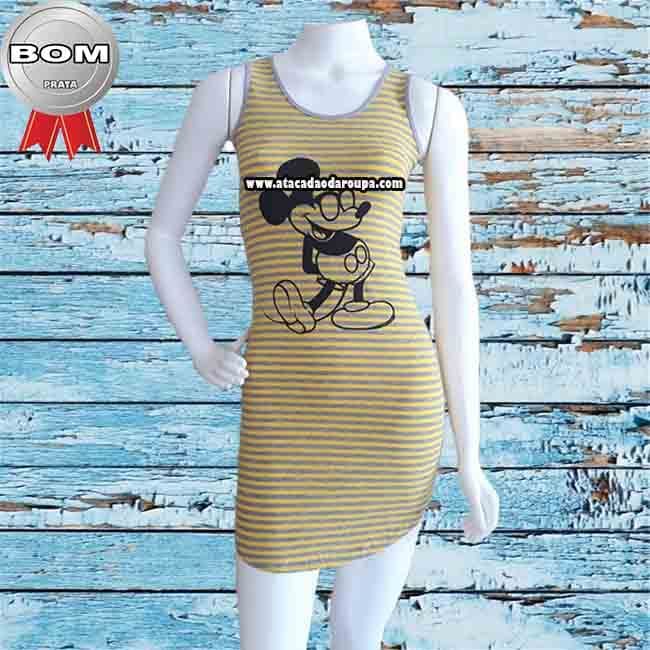 Vestido Fio Torcido Listrado e Liso M