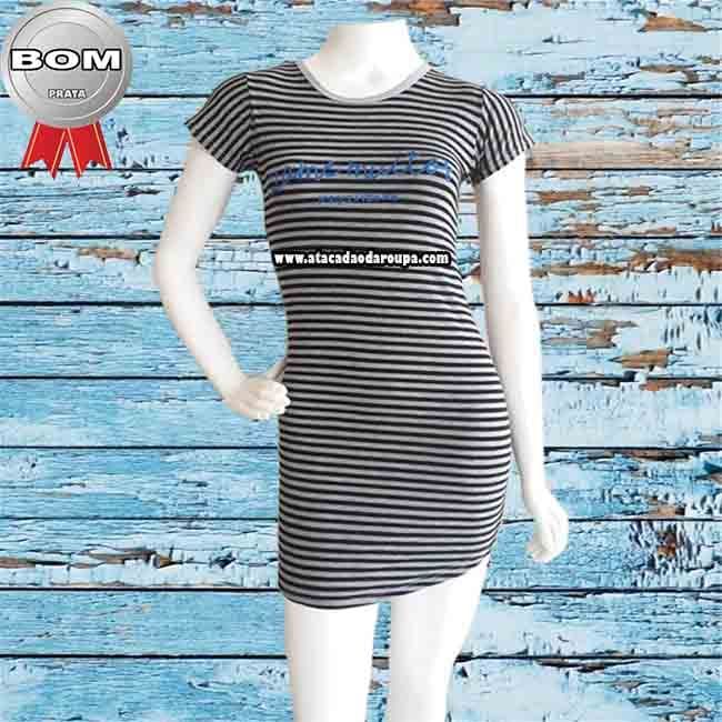 Vestido Fio Torcido Listrado e Liso M
