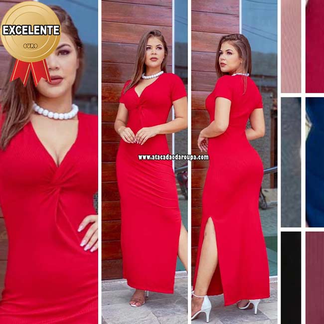 Vestido Longo Malha Canelada M