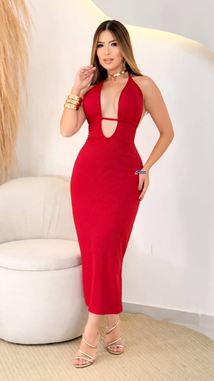 Vestido Longo Decotado Elegante Festa