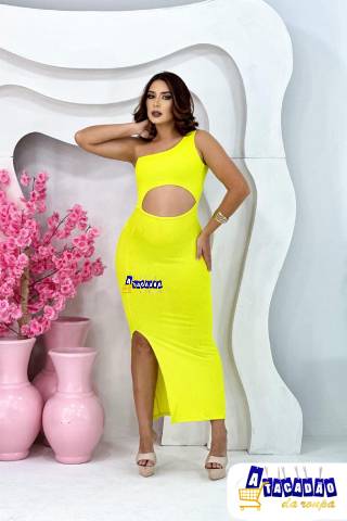 Vestido Longo Safira Com Recorte