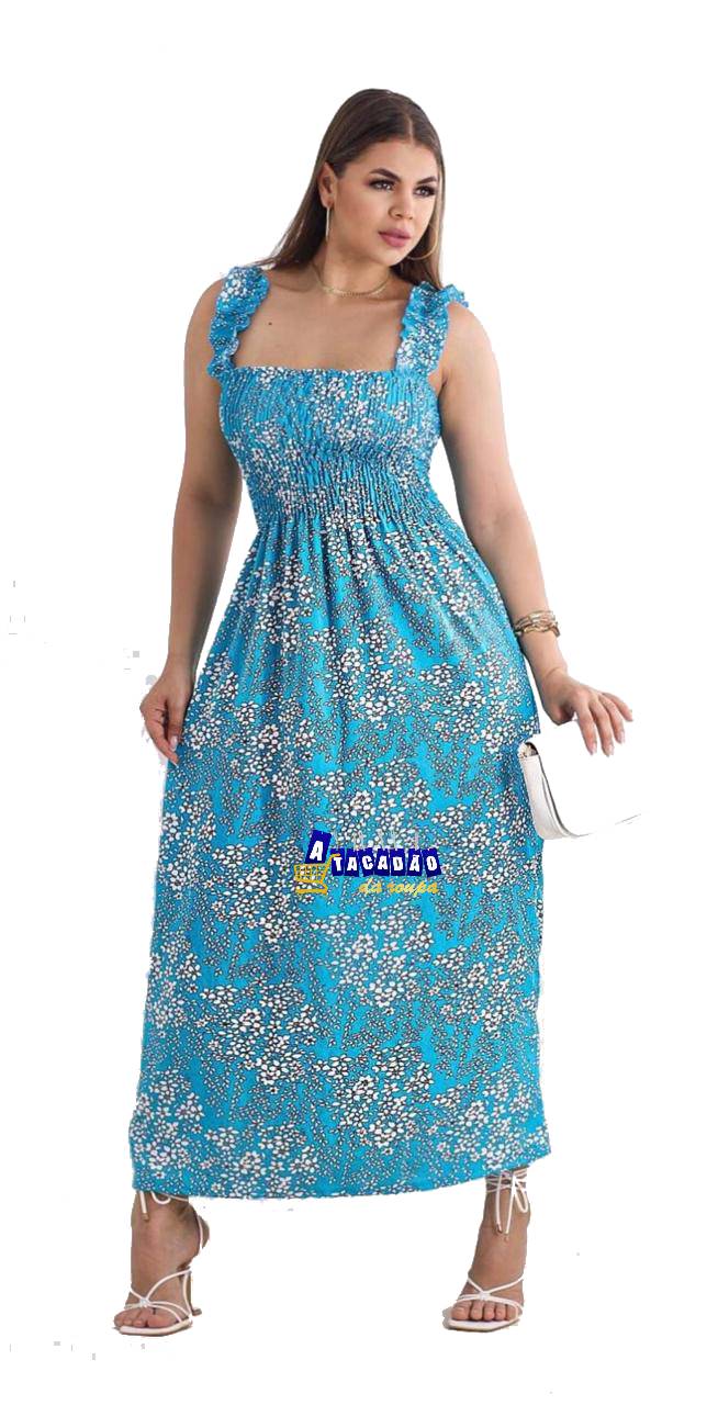 Vestido Longo Viscose Lastex Alça
