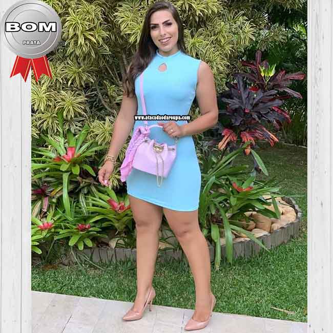 Vestidos Malha Canelada Curto