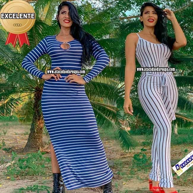 Vestidos e Macacão Listrados M